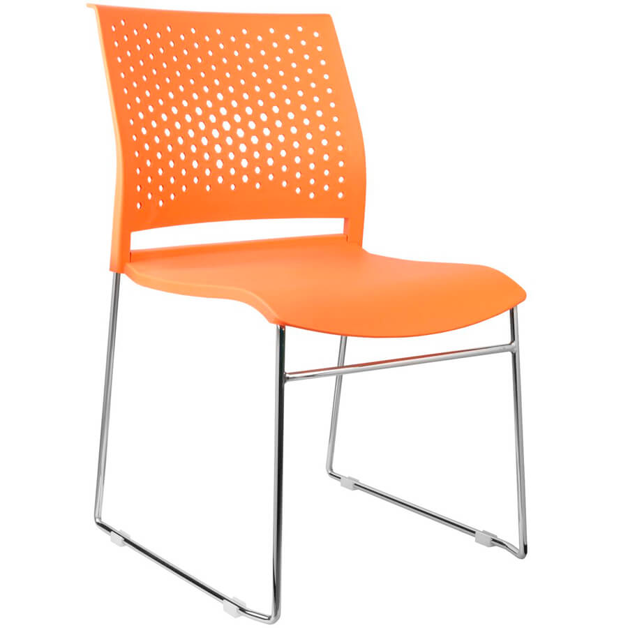 D918 Кресло для посетителя  RIVA, обивка пластик (Оранжевый)