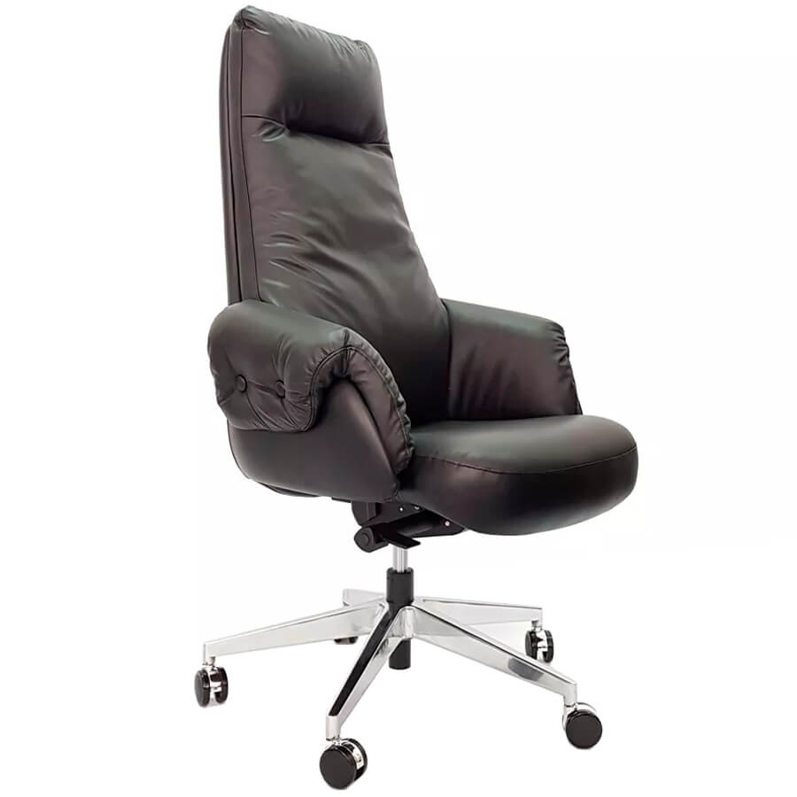 AR-C107L-H Кресло для руководителя  Евро Офис, обивка кожа (Чёрный) AR-C107L-H Кресло для руководителя  Евро Офис, обивка кожа (Чёрный)