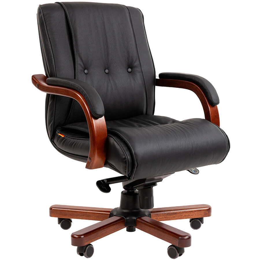 653 М Кресло для руководителя  Chairman, обивка кожа (Чёрный)
