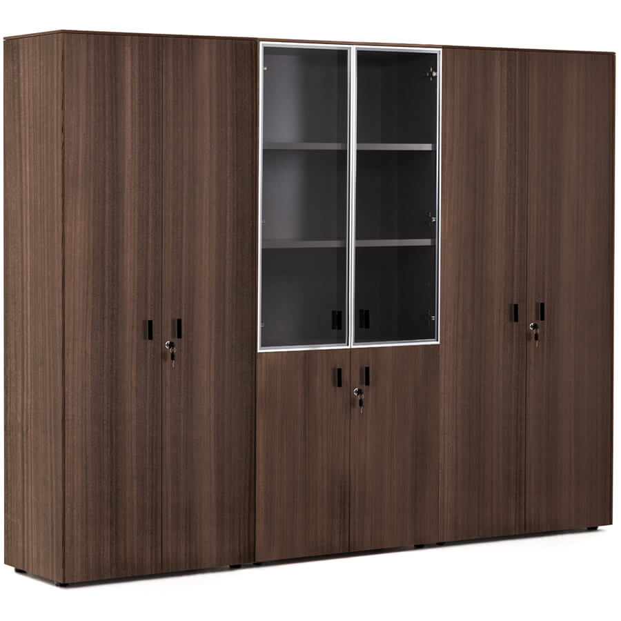 109 733 Шкаф комбинированный + гардероб + шкаф для бумаг Profoffice Enzo (Эвкалипт / черный)