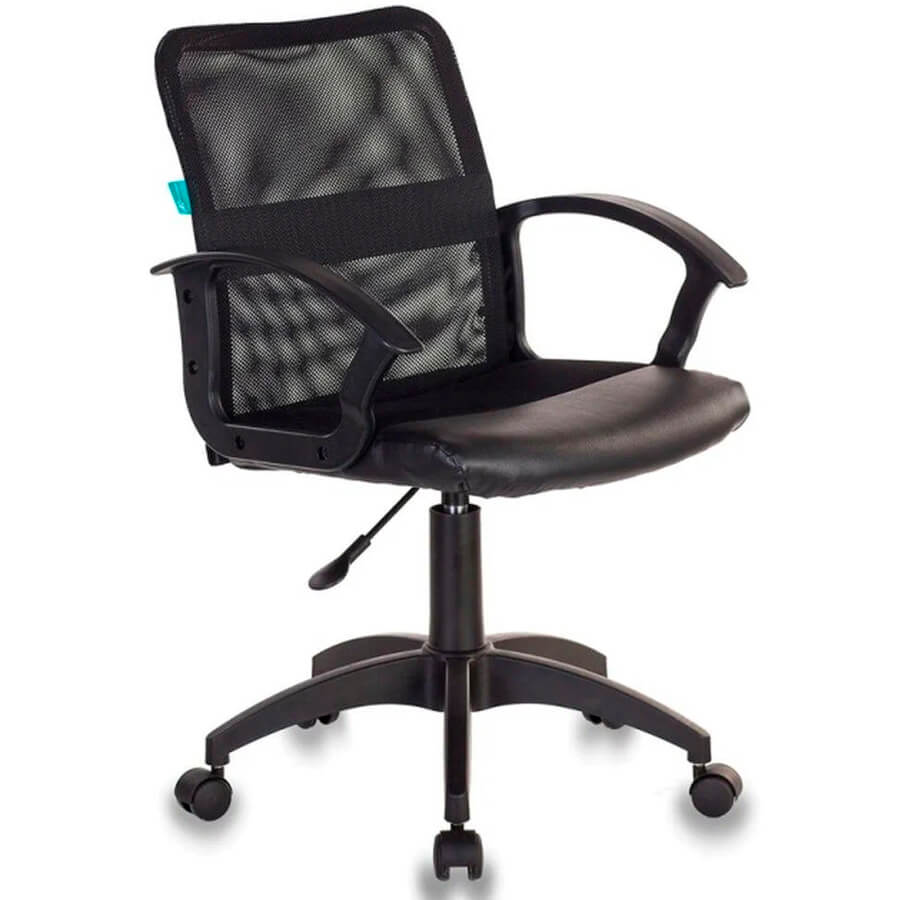 CH-590 Кресло для персонала  Бюрократ, обивка сетка / экокожа (Чёрный)