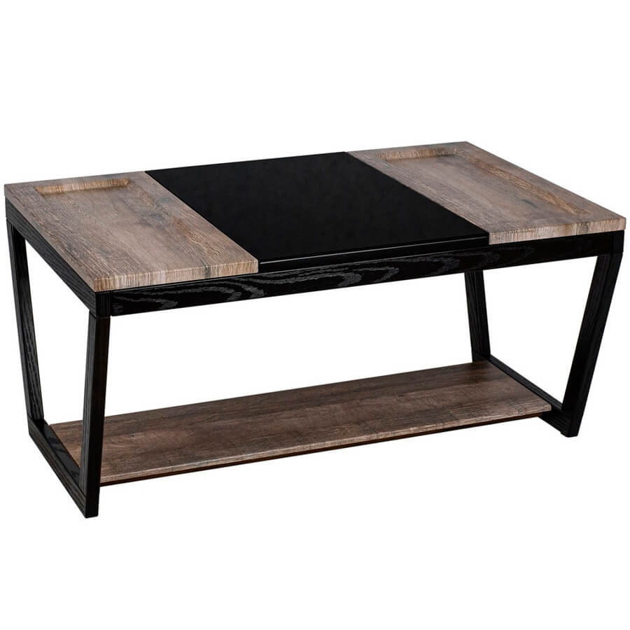 BeautyStyle 33 Журнальный стол Мебелик (Дуб крымский состаренный / Венге / стекло черное)