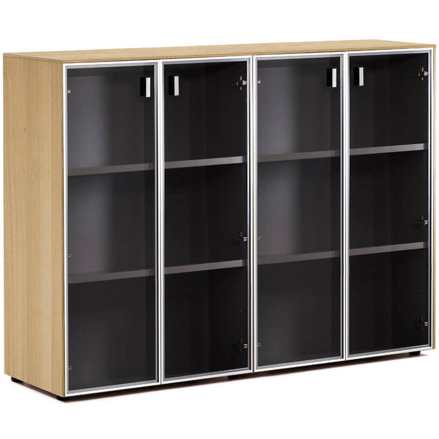 109 723 Шкаф-витрина H.120, 4 дв Profoffice RENZ (Светлый эвкалипт / хром)