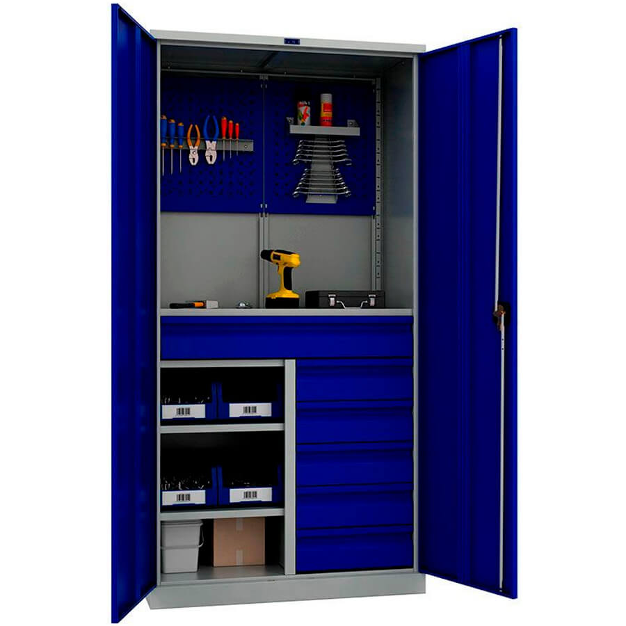 ТС 1995-121215 Шкаф инструментальный лёгкий ТС ПРОМЕТ (Корпус (RAL 7038), дверь ящика (RAL 5002).)