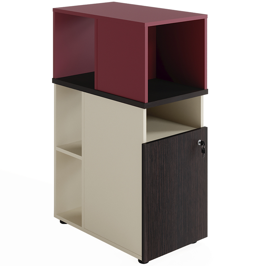 R-33+R-26 Тумба приставная Мебель Стиль Rio Base (Бургундский красный MS, венге, бежевый MS)