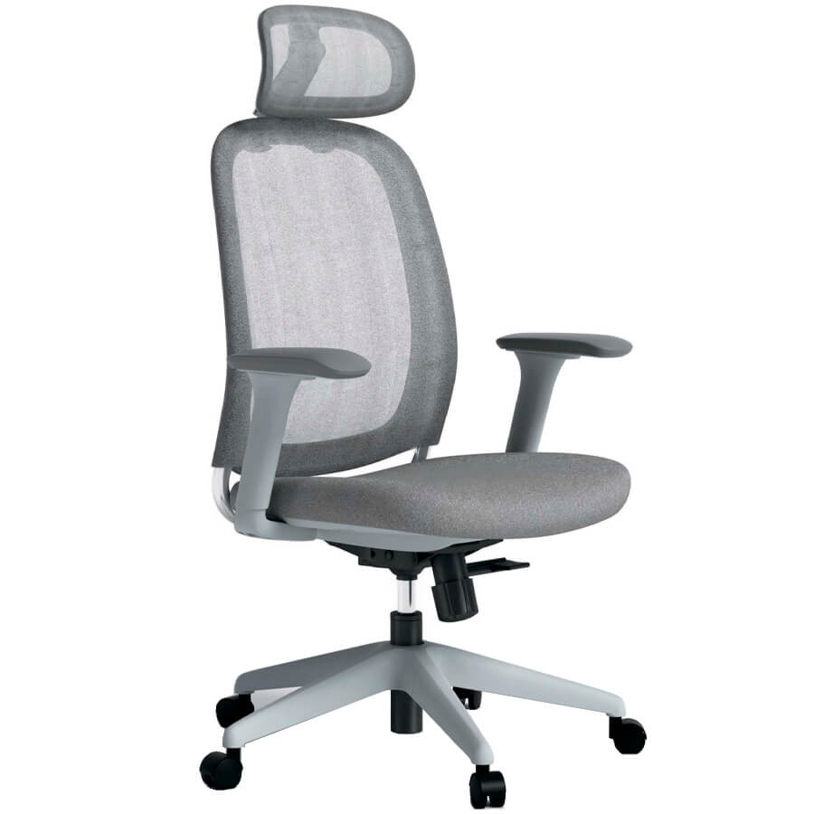 7255A-3 Кресло для руководителя  Евро Офис, обивка комбинированный (Серый MT05-2 + MТ02-2)