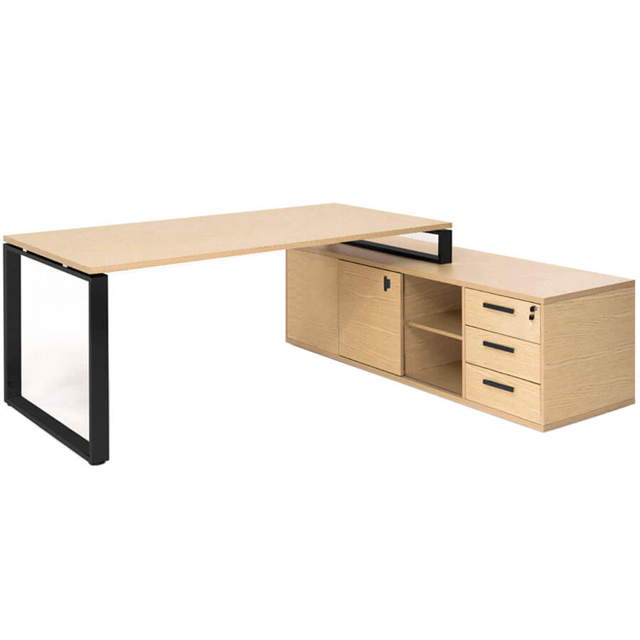 101 106 09 Стол письменный с приставкой Profoffice Exe (Дуб светлый/Чёрный)