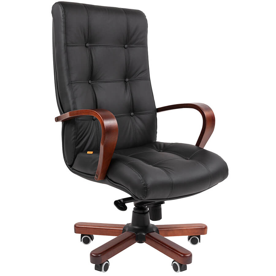424 WD Кресло для руководителя  Chairman, обивка кожа (Чёрный)