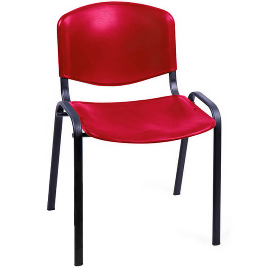 ИЗО чёрный металл Стул для посетителя  Евро Офис, обивка пластик (Красный)