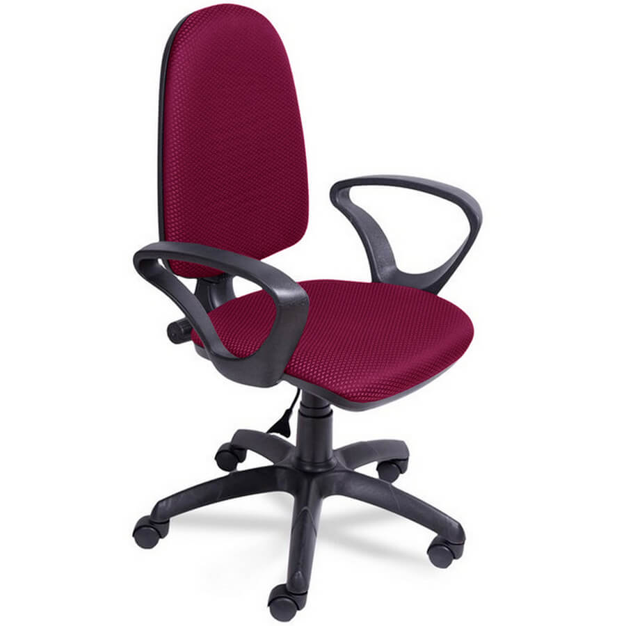 ПРЕСТИЖ new Чарли комфорт Кресло для персонала  Евро Офис, обивка ткань (Бордовый В-41)