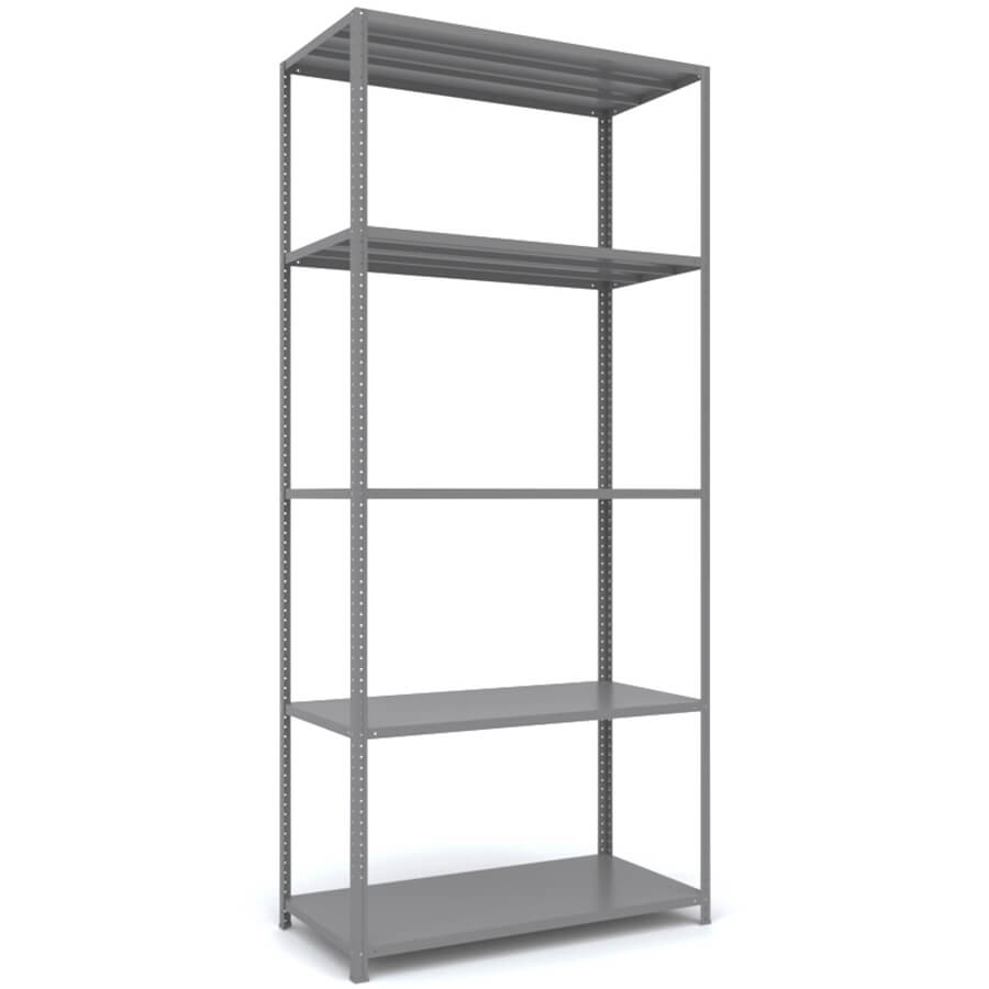 MS_220x100x50 Металлический стеллаж ПРОМЕТ, 5 (Cерый полуматовый (RAL 7038))