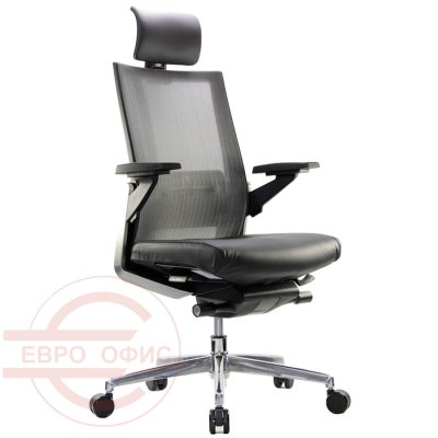 CH4700HEZ Кресло для руководителя ZIEL Fursys, обивка сетка / кожа (Чёрное (L096X))