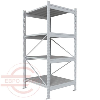 200x90x100 Металлический стеллаж MS PRO, 4 (Cерый полуматовый (RAL 7038))
