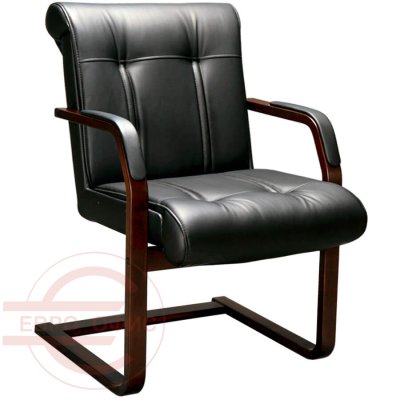 PARIS C LX Кресло для посетителя  Мирэй Групп, обивка кожа (Черный (орех тай)) PARIS C LX Кресло для посетителя  Мирэй Групп, обивка кожа (Черный (орех тай))
