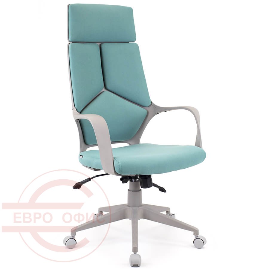 TRIO Grey TM Кресло для руководителя EVERPROF, обивка ткань (Голубой)