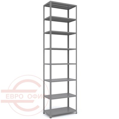 MS-255x70x40 Металлический стеллаж ПРОМЕТ, 8 (Cерый полуматовый (RAL 7038))