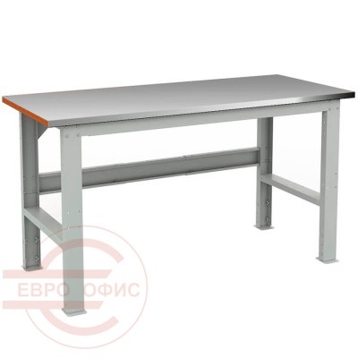 EXPERT (№606) WTH160.F2/F2.000 Верстак ПРОМЕТ (Корпус серый полуматовый (RAL 7038), лицевая панель ящиков и дверцы тумбы — синий (RAL 5002))