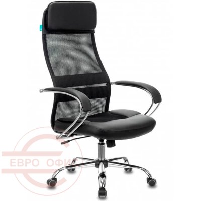 CH-608SL/BLACK Кресло для руководителя Бюрократ, обивка комбинированный (Спинка сетка черная TW-01, сиденье черное TW-11)