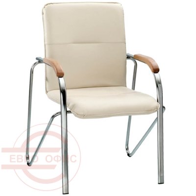 Samba Chrome Кресло для посетителя Евро Офис, обивка иск. кожа (Бежевый)