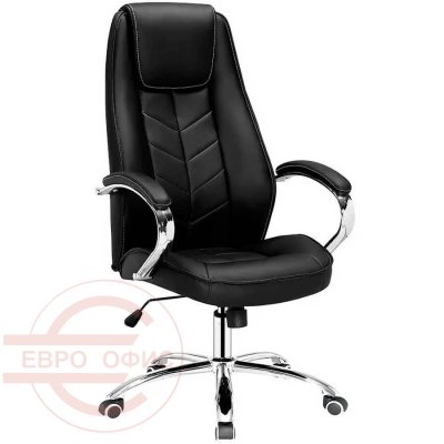 Дрифт Люкс (Drift Lux) Кресло для руководителя  Евро Офис, обивка экокожа (Черный)