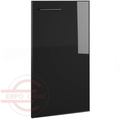KV-03.1R черное Дверь низкая стеклянная Мебель Стиль Kvins (Стекло чёрное/Чёрный)
