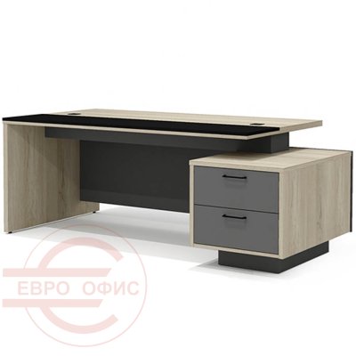 Br-18 R Стол руководителя правый Мебель Стиль Bruno (Дуб Кронберг / антрацит)