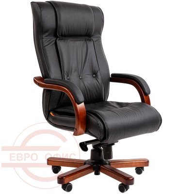 653 Кресло для руководителя  Chairman, обивка кожа (Чёрный)