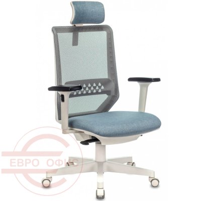 EXPERT WHITE Кресло для руководителя  Бюрократ, обивка комбинированный (Голубой 38-405) EXPERT WHITE Кресло для руководителя  Бюрократ, обивка комбинированный (Голубой 38-405)