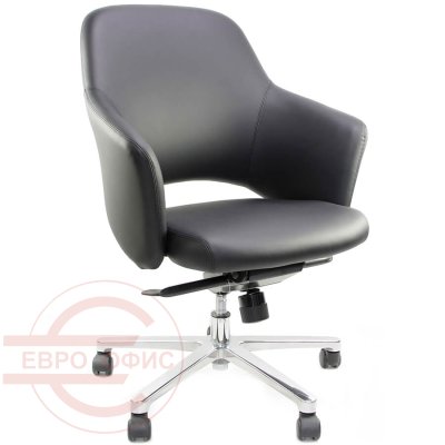 CH3801Z Кресло для посетителя INVITO Fursys, обивка экокожа (Чёрное (A446))