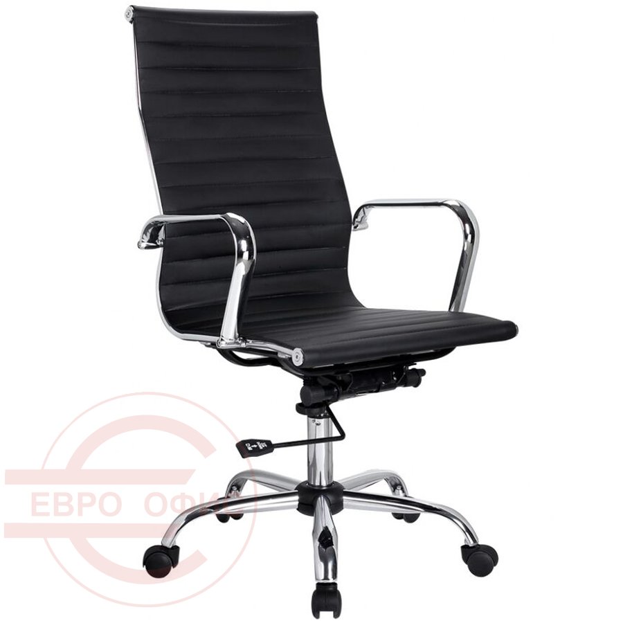 В108 Кресло для руководителя Евро Офис, обивка иск. кожа (Чёрный)