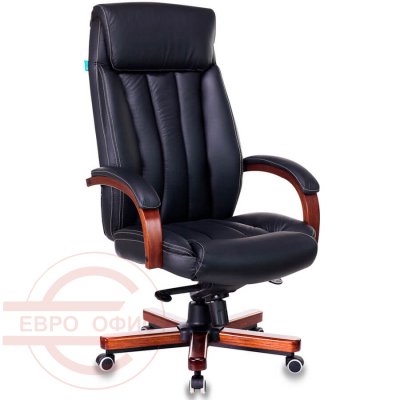 T-9922WALNUT УЦ Кресло для руководителя  Бюрократ, обивка кожа (Чёрный)