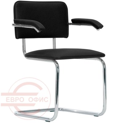 Sylwia Arm УЦ Стул для посетителя  Евро Офис, обивка экокожа (Чёрный)