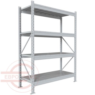 200x150x60 Металлический стеллаж MS PRO, 4 (Cерый полуматовый (RAL 7038))