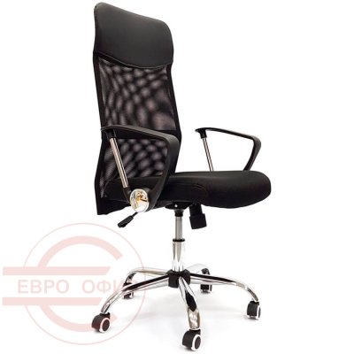 RT-530 Кресло для персонала Евро Офис, обивка комбинированный (Чёрный)