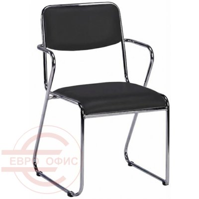 Fix Plus Chrome УЦ Кресло для посетителя  EVERPROF, обивка экокожа (Чёрный)