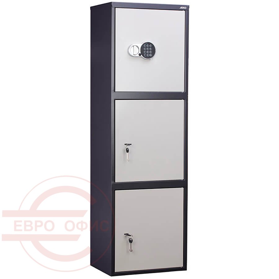 AIKO SL-150/3Т EL Бухгалтерский шкаф ПРОМЕТ, электронный кодовый + ключевой (Корпус – графит (RAL 7024), дверь – светло-серая (RAL 7038))