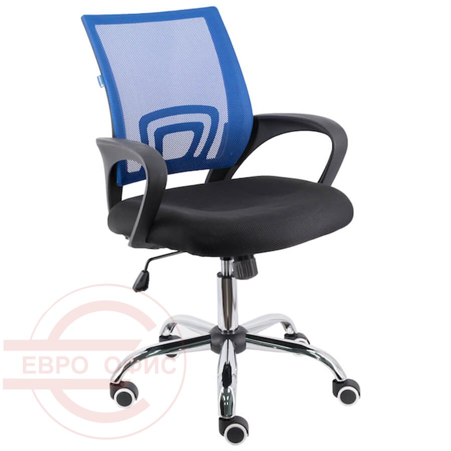 EP-696 Кресло для персонала EVERPROF, обивка комбинированный (Сетка синяя, ткань чёрная)