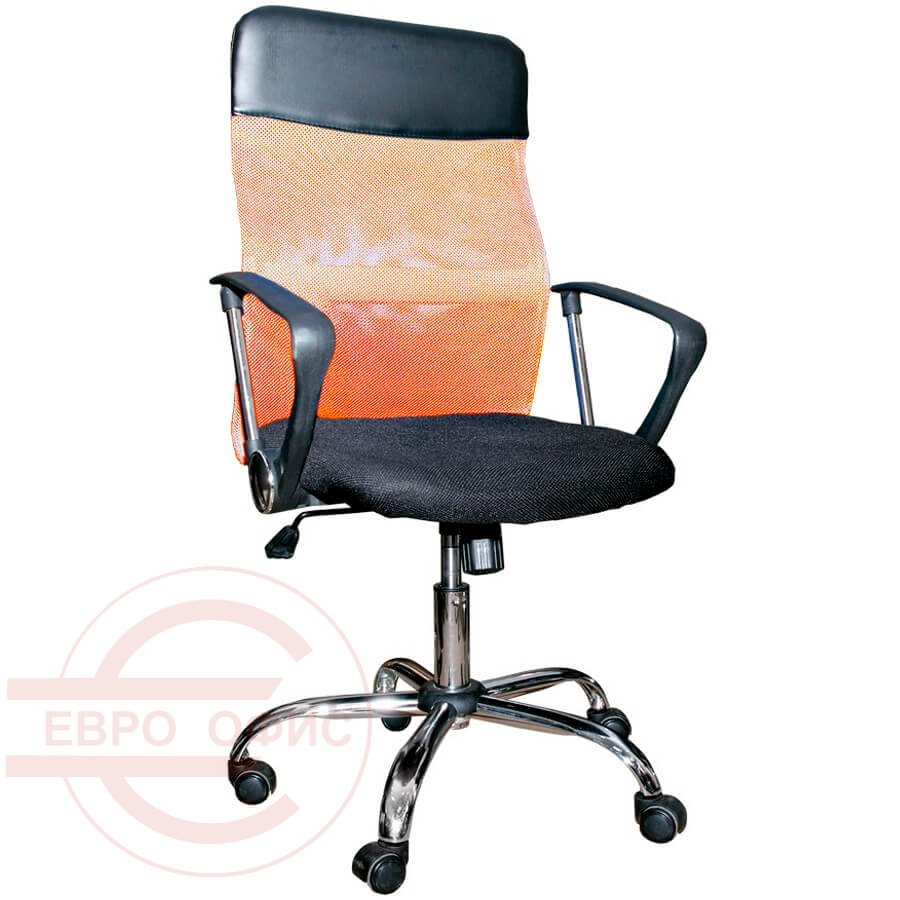 FX-138 Кресло для персонала Евро Офис, обивка комбинированный (Оранжевый)