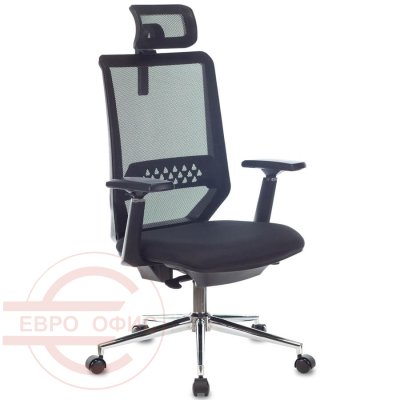 MC-612N-H Кресло для руководителя  Бюрократ, обивка комбинированный (Черный (TW-01 38-418))