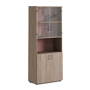 А-23.0 + А-02.2 Шкаф комбинированный Мебель Стиль Агат М (Светло-серый (кромка: тёмно-серый))