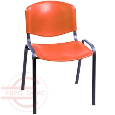 ИЗО чёрный металл Стул для посетителя  Евро Офис, обивка пластик (Оранжевый)