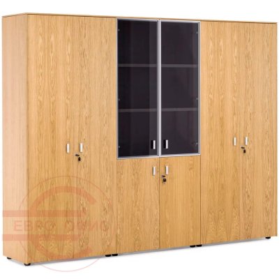 101 733 Шкаф комбинированный + гардероб + шкаф для бумаг Profoffice Exe (Дуб флоре/Хром)