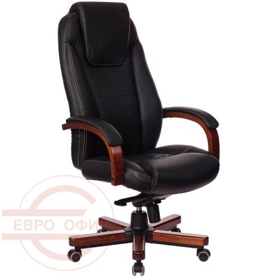 T-9923WALNUT Кресло для руководителя  Бюрократ, обивка кожа (Чёрный) T-9923WALNUT Кресло для руководителя  Бюрократ, обивка кожа (Чёрный)