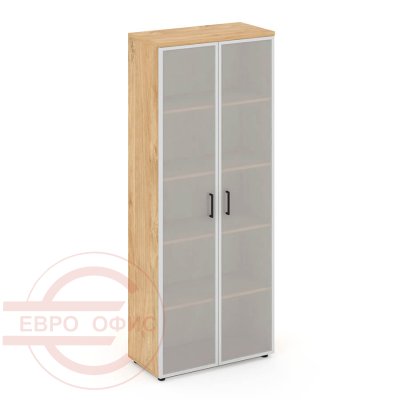 SN.STS.E-109 Шкаф высокий широкий RIVA Style Project (Белый/Тиквуд Светлый/Сатин/Черный)