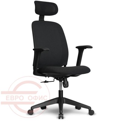 7255A-1 Кресло для руководителя  Евро Офис, обивка ткань (Черный MT05-1 + MТ02-1)