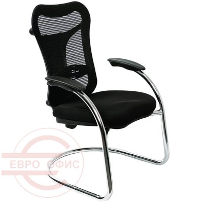 CH-999AV Кресло для посетителя  Бюрократ, обивка комбинированный (Чёрный)