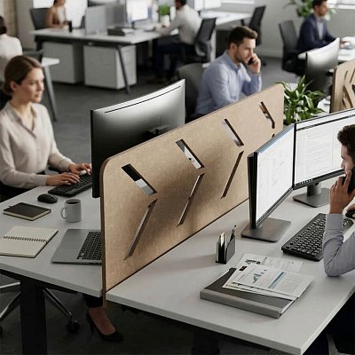 ACOH164 Экран для стола Стрелки ACOUSOUND, Евро Офис 1600х9х400 мм. (Бежевый (AC-02))