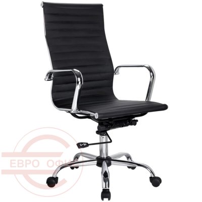 B108 Кресло для руководителя  Евро Офис, обивка экокожа (Чёрный)