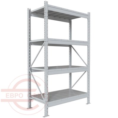 200x120x60 Металлический стеллаж MS PRO, 4 (Cерый полуматовый (RAL 7038))