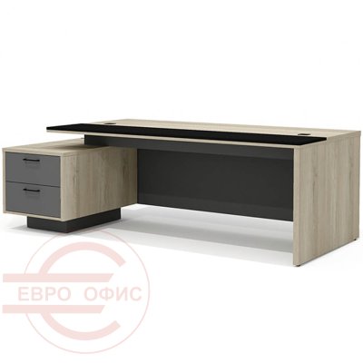 Br-20 L Стол руководителя левый Мебель Стиль Bruno (Дуб Кронберг / антрацит)